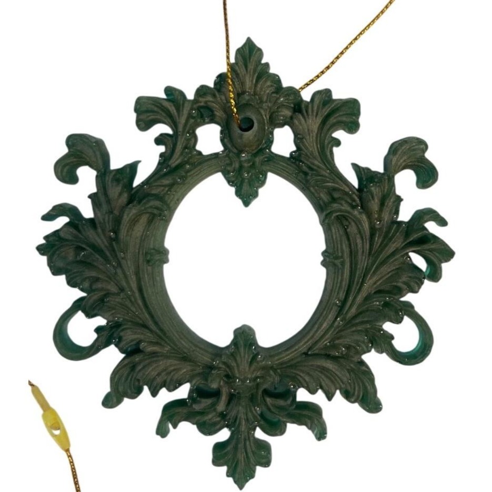 10pc Handmade Green Mica Baroque Architectural Salvage Style Christmas Ornaments - Picture 10 of 16